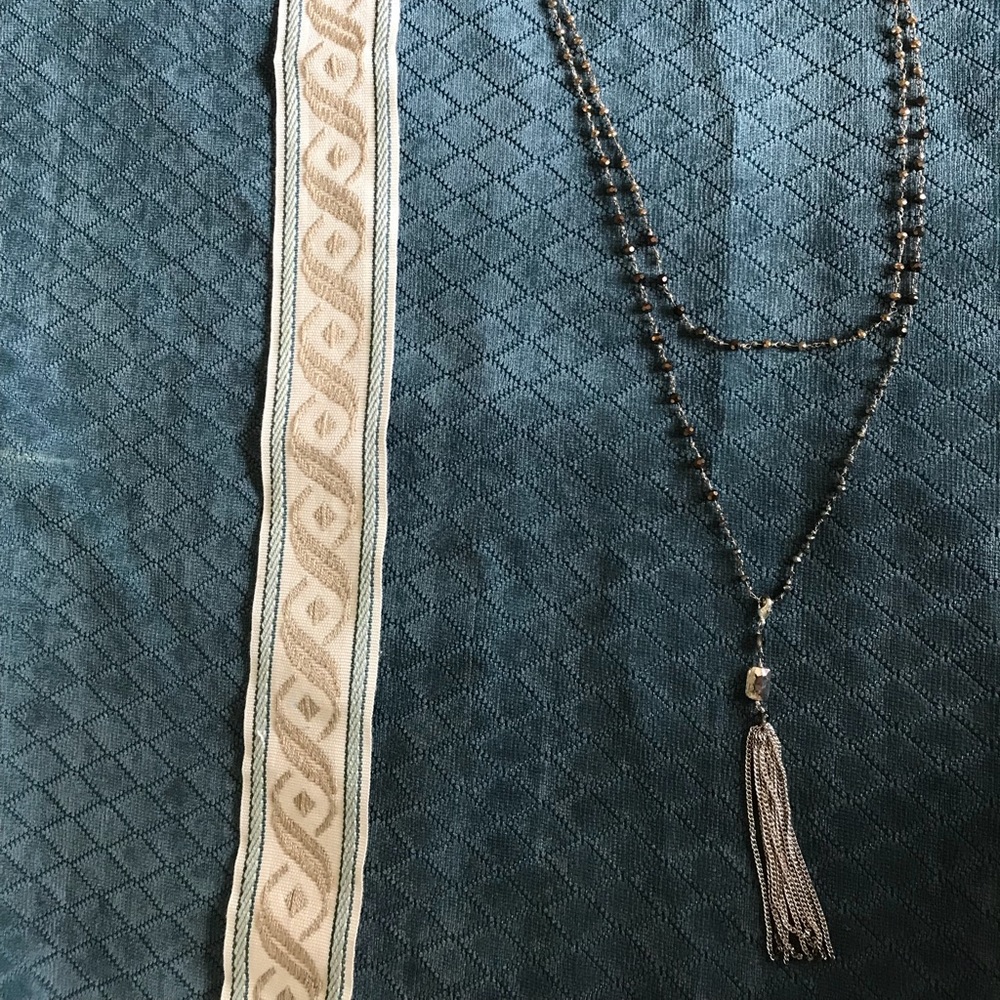 Stella and Dot Long Silver Tassel Necklace